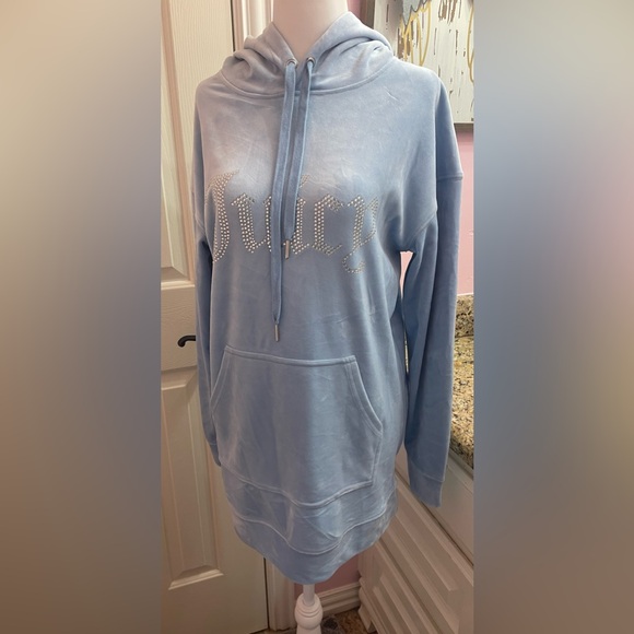 FROSTED BIG BLING VELOUR HOODIE DRESS - Picture 1 of 5